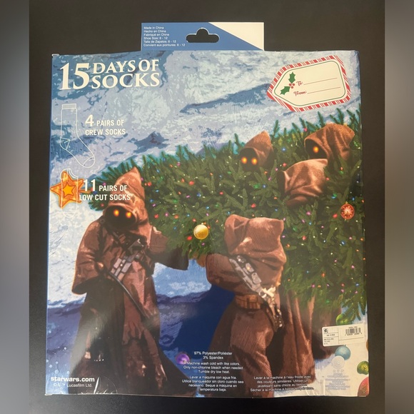 NIB Star Wars 15 Days of Socks Advent Calendar Men’s Size 6-12 - Picture 2 of 4